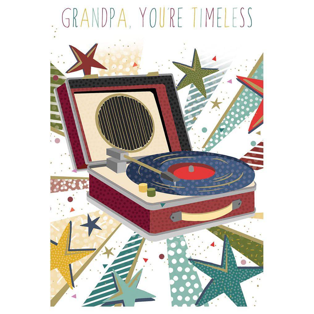 Pictura record player birthday card featuring a grandfather design from Sara Miller's everyday card collection.